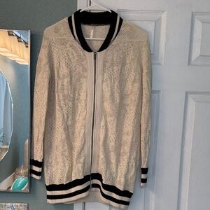 Women's Cream and Black Knit Jacket